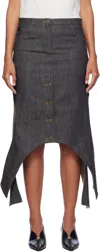 Courrèges Gray Reversed Denim Midi Skirt In 9011 Dark Heath Grey