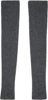 Courrèges Gray Ribbed Wool Arm Warmers In 9001 Gris Chine