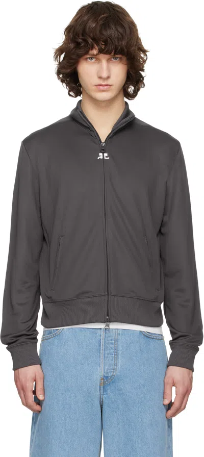 Courrèges Gray Signature Track Jacket In Black