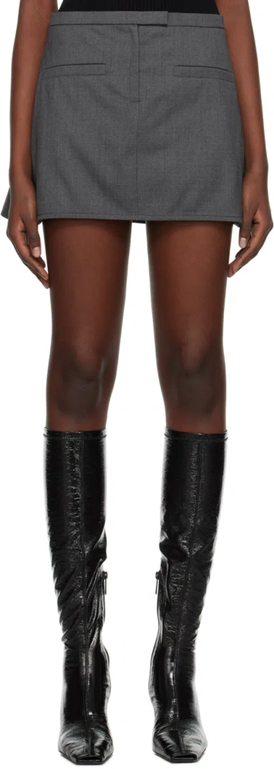Courrèges Gray Trapeze Miniskirt In Steel Grey
