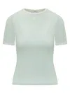 Courrèges Fitted Short-sleeve Top With Contrasting Trim In Green