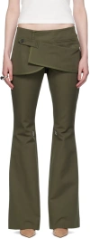 Courrèges Modular Overskirt Bootcut Pants In 8083 Camouflag Green