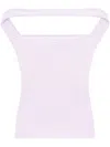 Courrèges Sleeveless Ribbed Knit Off-the-shoulder Top In Grey