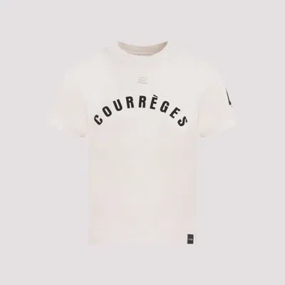 Courrèges Grey Ac Straight Printed Cotton T-shirt In Nude & Neutrals