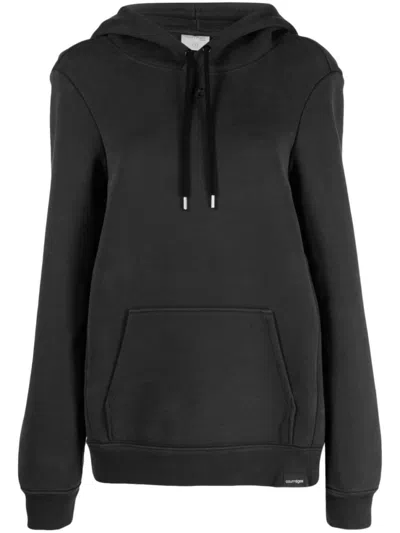 Courrèges Logo-embroidered Cotton Hoodie In Grey