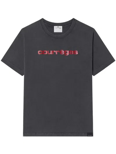 COURRÈGES GREY CREWNECK LOGO T-SHIRT