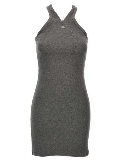 COURRÈGES GREY CRISS CROSS 90S MINI DRESS
