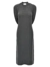 Courrèges Draped Shoulder Sleeveless Knit Midi Dress In Grey