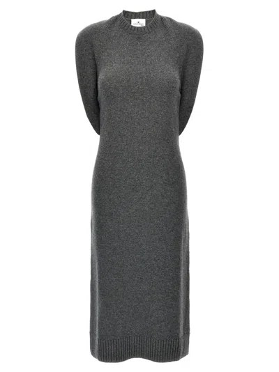 COURRÈGES GREY OVER THE SHOULDER DRAPE DRESS
