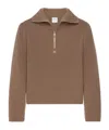 Courrèges Half-zip Ribbed-knit Sweater In Brown