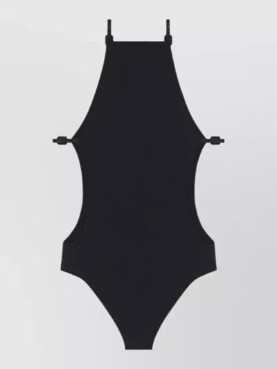 Courrèges Halter Neck Cut Out One Piece Swimsuit In Black