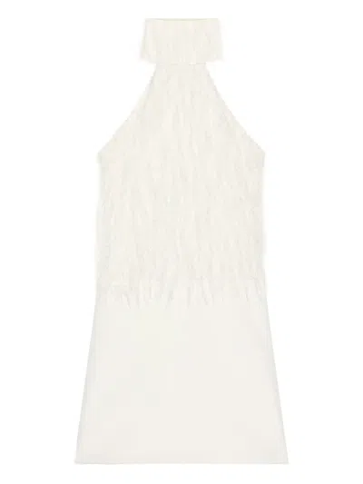 Courrèges Halter-neck Fringe-detail Mini Dress In White