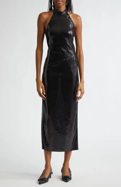 Courrèges Halter Neck Sequin Dress In Black