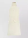 Courrèges Halter Neck Sleeveless Mini Dress With Feathers In White