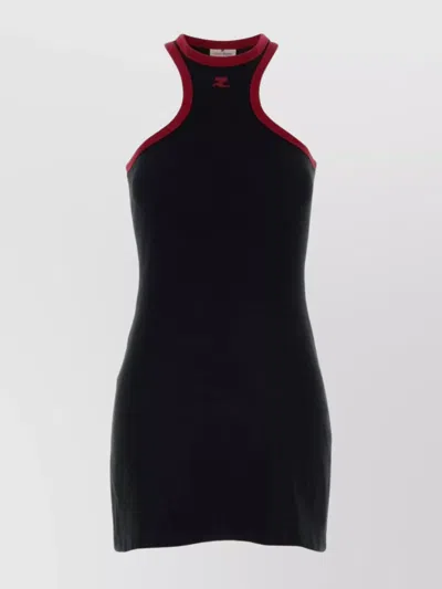 COURRÈGES HALTER NECKLINE MINI DRESS WITH CONTRAST TRIM