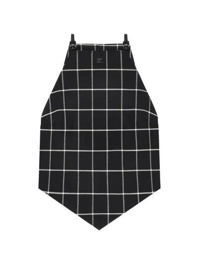 Courrèges Halterneck Checked Tank Top In Black