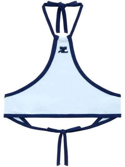 Courrèges Halterneck Cropped Top In Blue