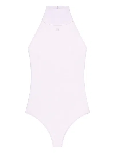 Courrèges Halterneck Embroidered Bodysuit In Pink
