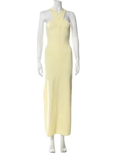 Pre-owned Courrèges Halterneck Long Dress In Yellow