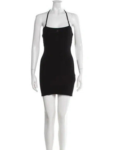 Pre-owned Courrèges Halterneck Mini Dress In Black