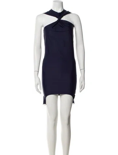 Pre-owned Courrèges Halterneck Mini Dress In Blue