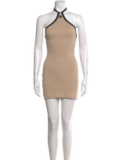 Pre-owned Courrèges Halterneck Mini Dress In Neutral