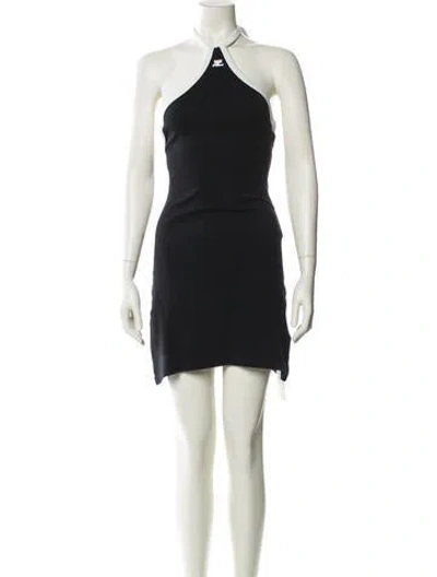Pre-owned Courrèges Halterneck Mini Dress W/ Tags In Black