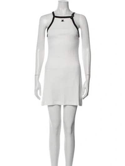 Pre-owned Courrèges Halterneck Mini Dress In White