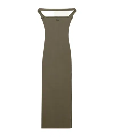 Courrèges Halterneck Ribbed Maxi Dress In Green