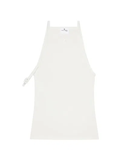 Courrèges Halterneck Ribbed Tank Top In White