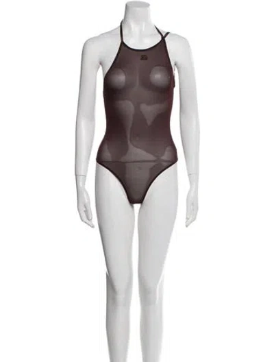 Pre-owned Courrèges Halterneck Sleeveless Bodysuit In Black