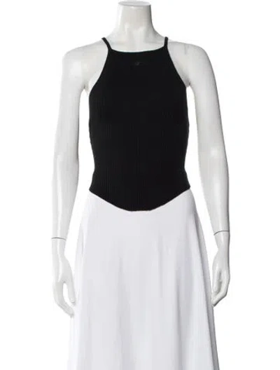 Pre-owned Courrèges Halterneck Sleeveless Crop Top In Blue