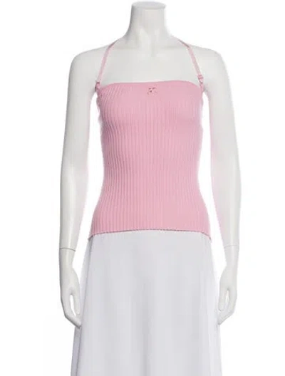 Pre-owned Courrèges Halterneck Sleeveless Crop Top In Pink
