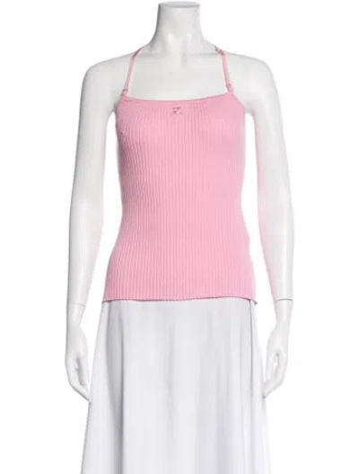 Pre-owned Courrèges Halterneck Sleeveless Crop Top In Red