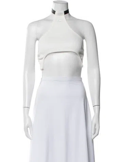 Pre-owned Courrèges Halterneck Sleeveless Crop Top W/ Tags In White