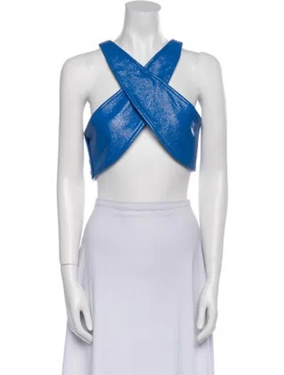 Pre-owned Courrèges Halterneck Sleeveless Crop Top In White