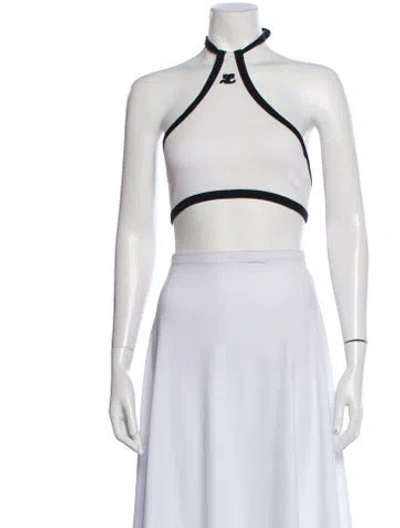 Pre-owned Courrèges Halterneck Sleeveless Crop Top In White