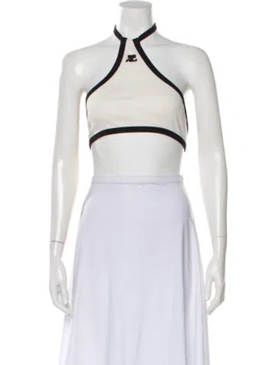 Pre-owned Courrèges Halterneck Sleeveless Crop Top In White