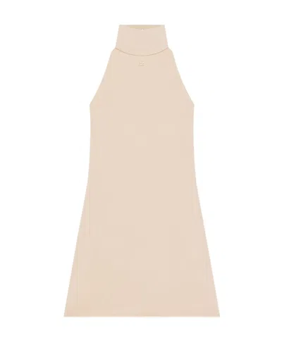 Courrèges Halterneck Sleeveless Mini Dress In Neutral