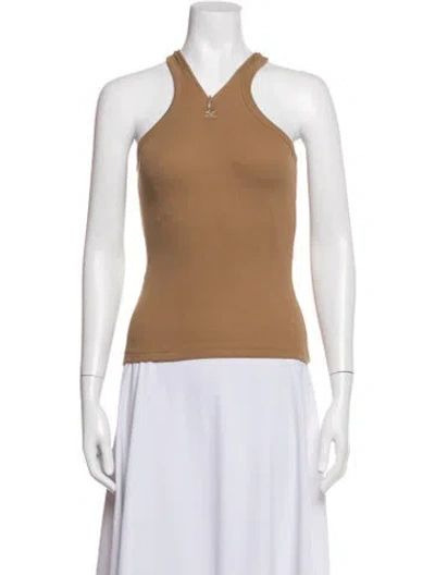 Pre-owned Courrèges Halterneck Sleeveless Top In Brown