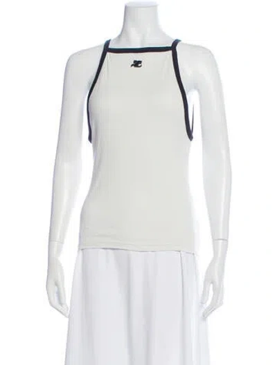Pre-owned Courrèges Halterneck Sleeveless Top In White