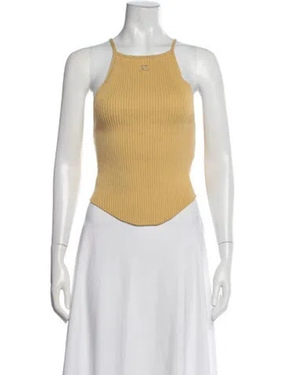 Pre-owned Courrèges Halterneck Sleeveless Top In Yellow