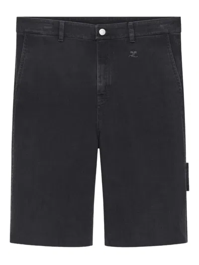 Courrèges Hammer Logo-patch Shorts In Animal Print