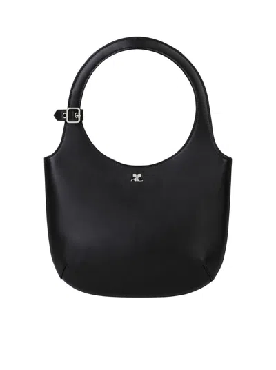 Courrèges Holy Smooth Leather Bag In Black