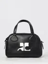 Courrèges Structured Calf Leather Shoulder Bag With Logo Detail In Black