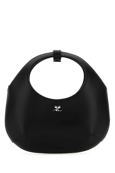Courrèges Buckle Circular Handle Metal Shoulder Bag In Black