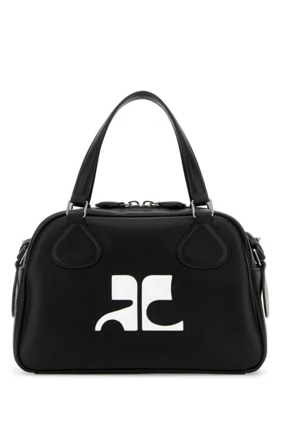 Courrèges Reedition Structured Leather Handbag With Top Handles In Black
