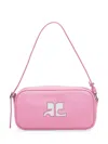 Courrèges Rectangular Cowhide Leather Shoulder Bag With Adjustable Strap In Pink