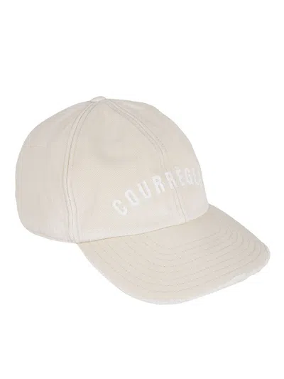 Courrèges Beige Ac Embroidered Washed Cap In Oat Meal