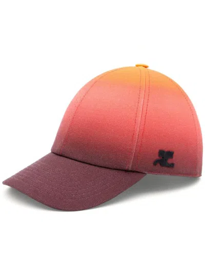 Courrèges Gradient-effect Cotton Cap In Yellow